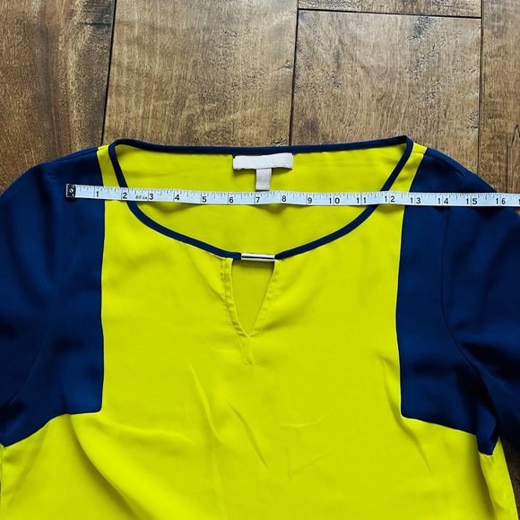 Banana Republic Bright Yellow/Blue Colour-Block Loose Fitting Blouse, Size S - Picture 8 of 11
